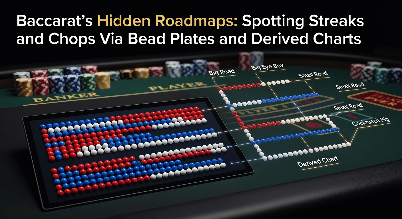 Close-up of a baccarat bead plate showing colored columns of player and banker outcomes, highlighting emerging streaks in red and blue circles
