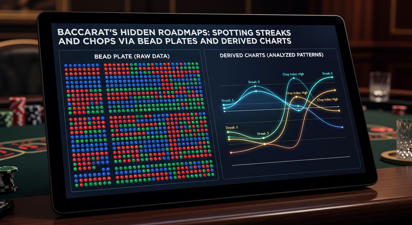 Comparison chart displaying Big Road alongside derived patterns like Big Eye Boy and Cockroach Road, with annotations on streak predictions and chop identifications
