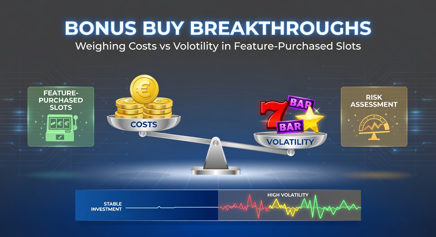 Vibrant slot machine screen displaying a bonus buy option with glowing multipliers and cascading reels in action