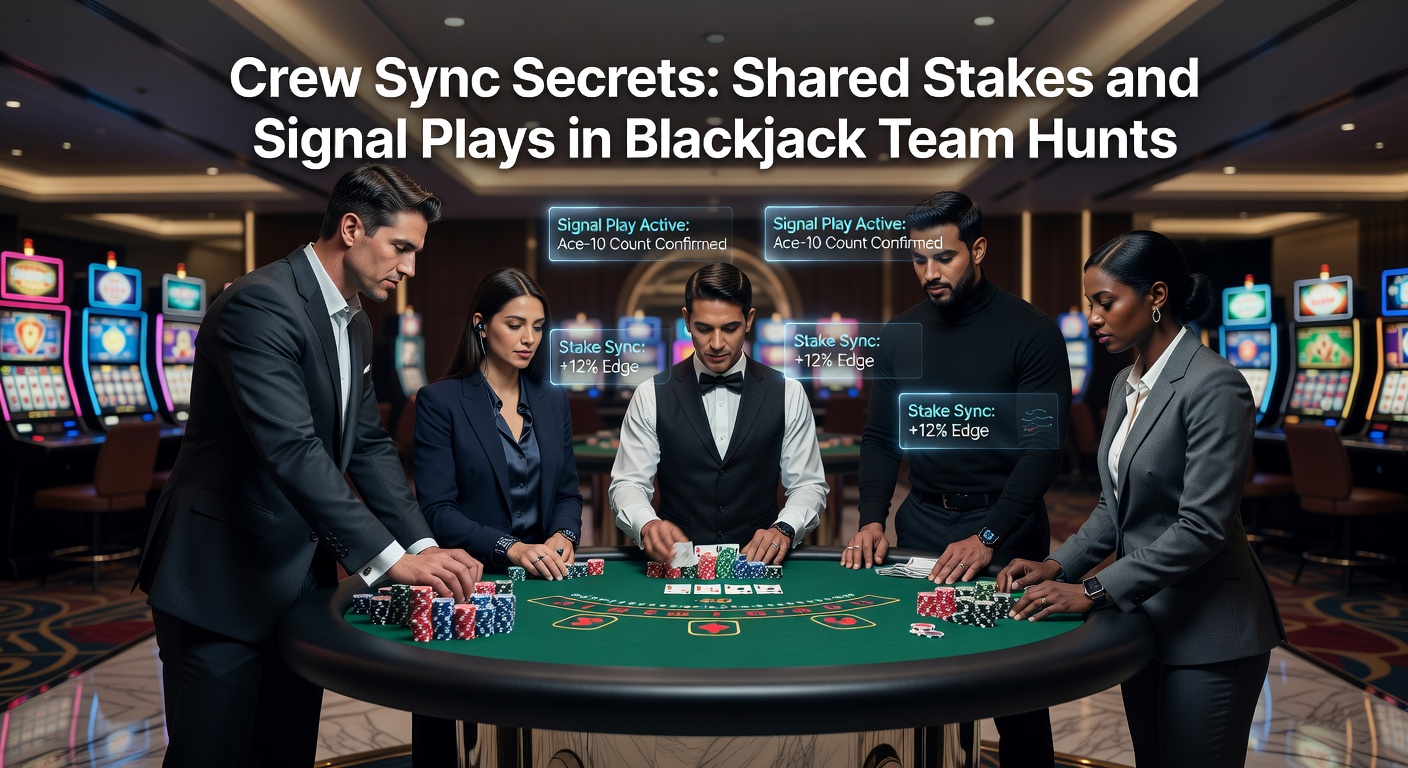 Close-up of a player's hand subtly signaling a high count to a teammate across the blackjack table