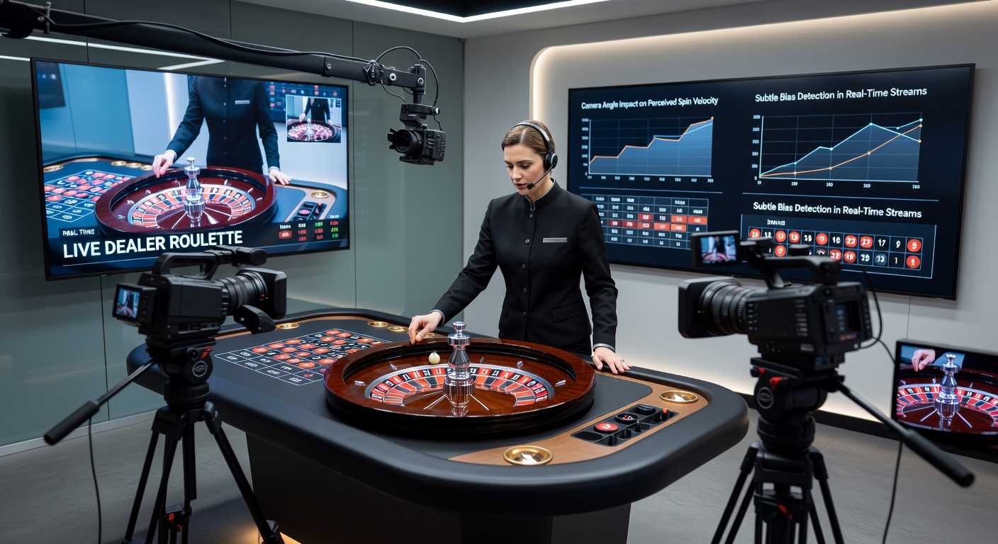 Split-screen comparison of roulette outcomes from different camera angles, showing variations in ball path visibility during a live dealer spin