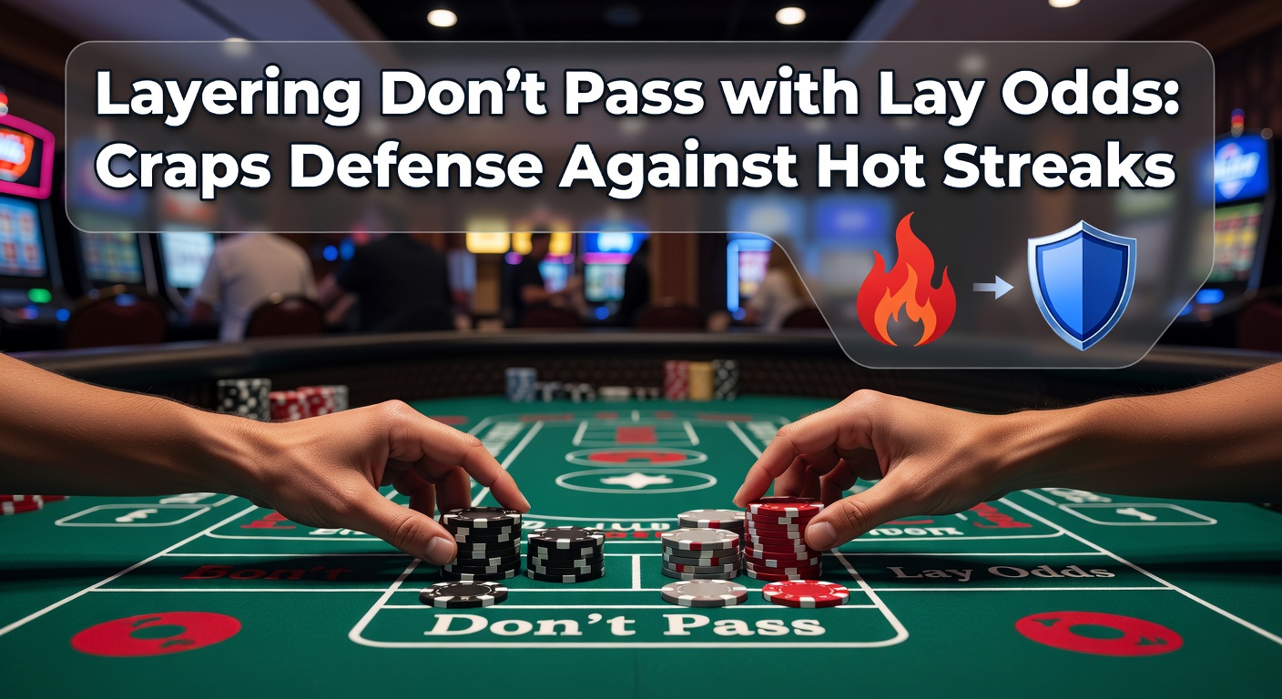 Craps table layout highlighting Don't Pass line and odds betting areas during a lively shooter roll