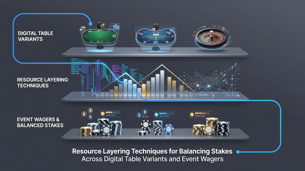 Diagram showing how layered stakes flow between online table games and live sports event betting interfaces