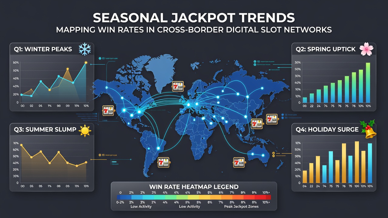 Analytical chart mapping cross-border slot win rates by season and region