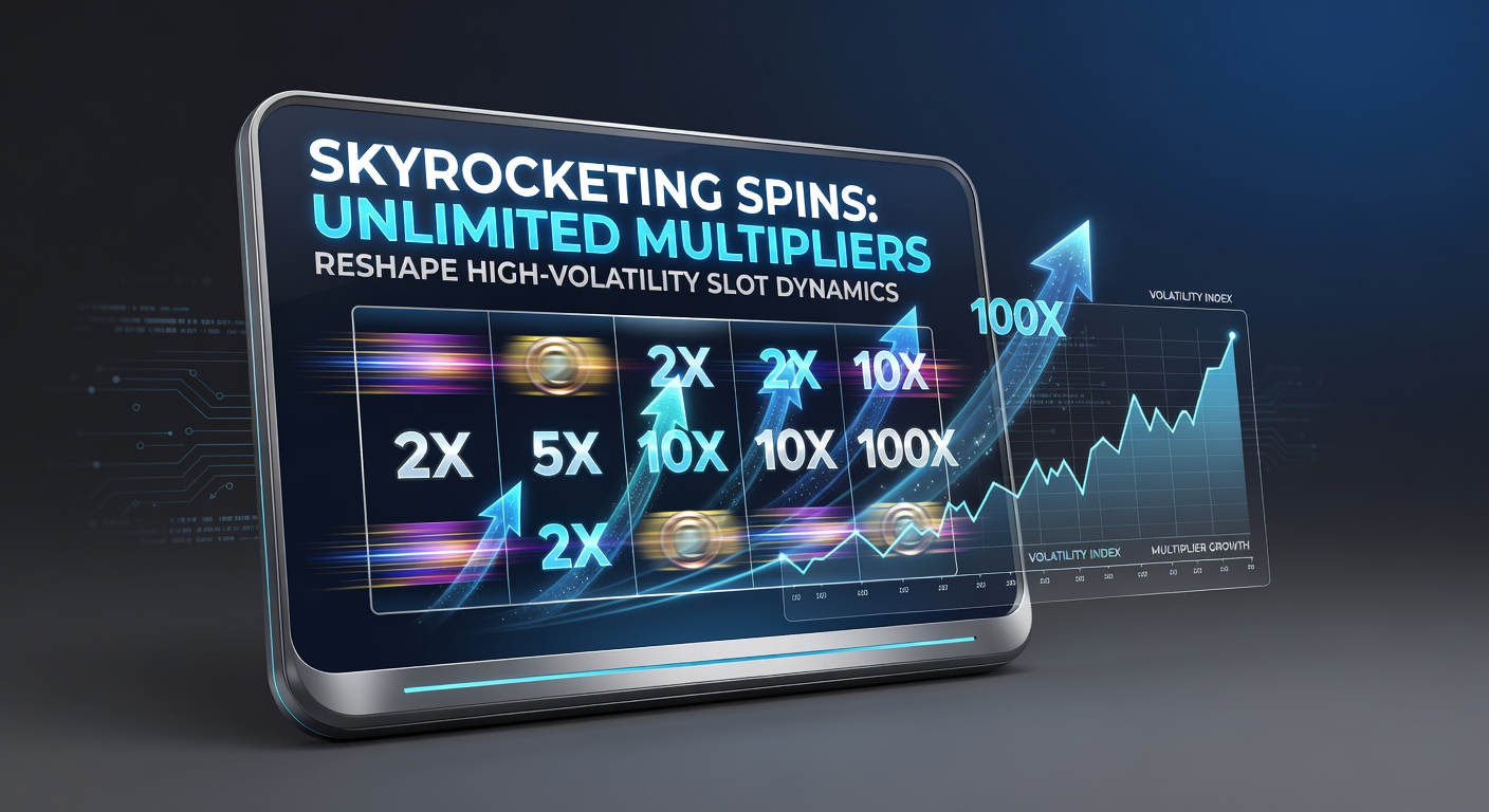 Dynamic slot machine screen showing escalating multipliers during a high-volatility spin sequence