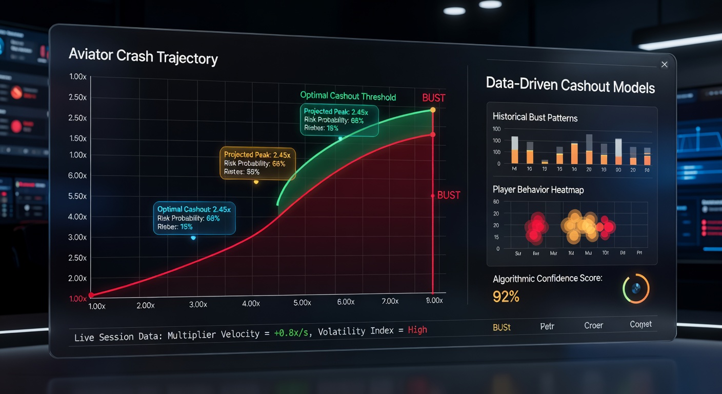 Screenshot of a data dashboard displaying real-time Aviator crash predictions with overlaid statistical curves and cashout recommendation lines